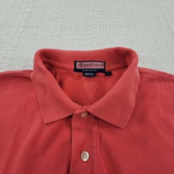 Vineyard Vines Polo Shirt Men’s L Coral Slim Fit Whale Stretch Classic Cotton - Picture 6 of 15